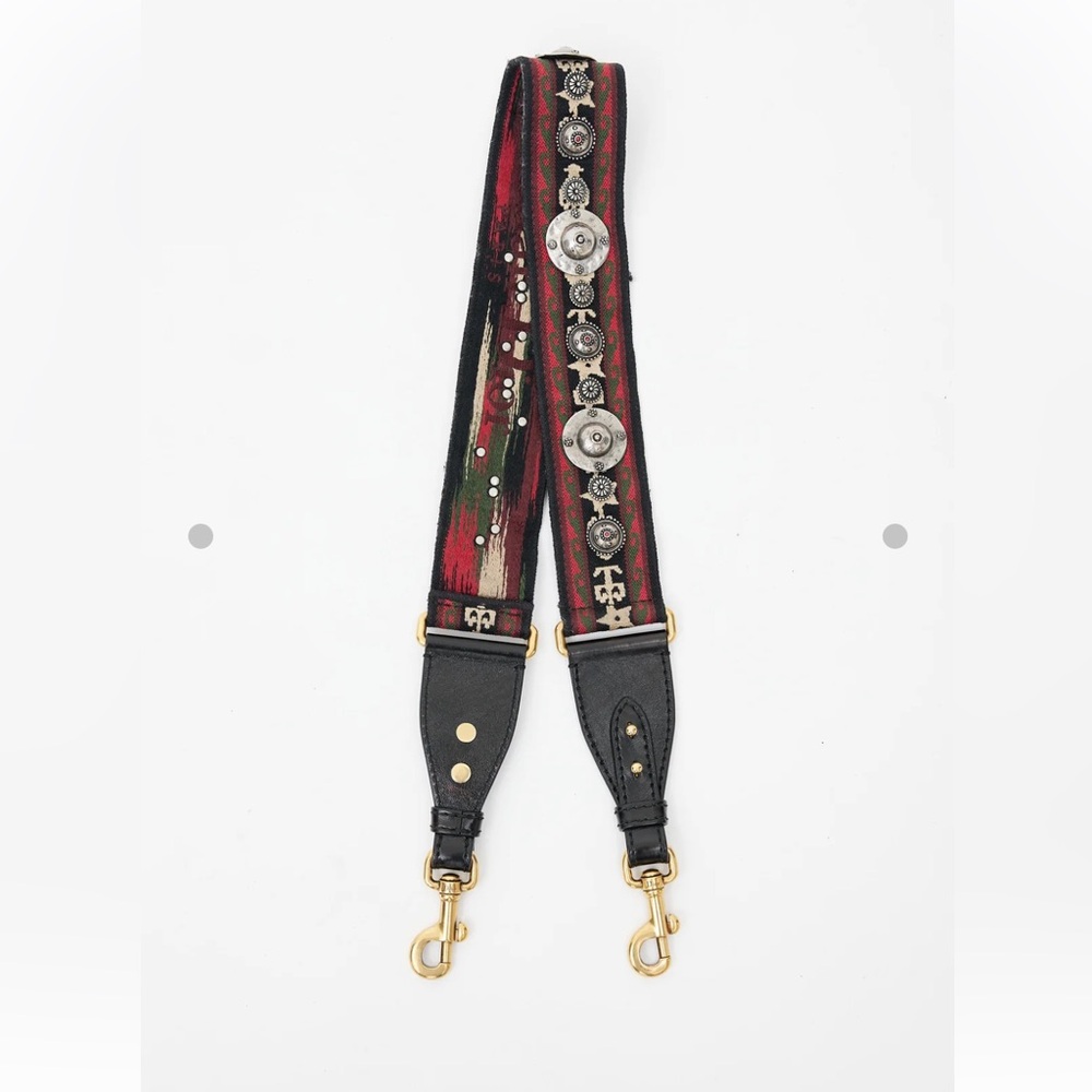 DIOR | Red & Multicolour Embroidered Studded Shoulder Strap